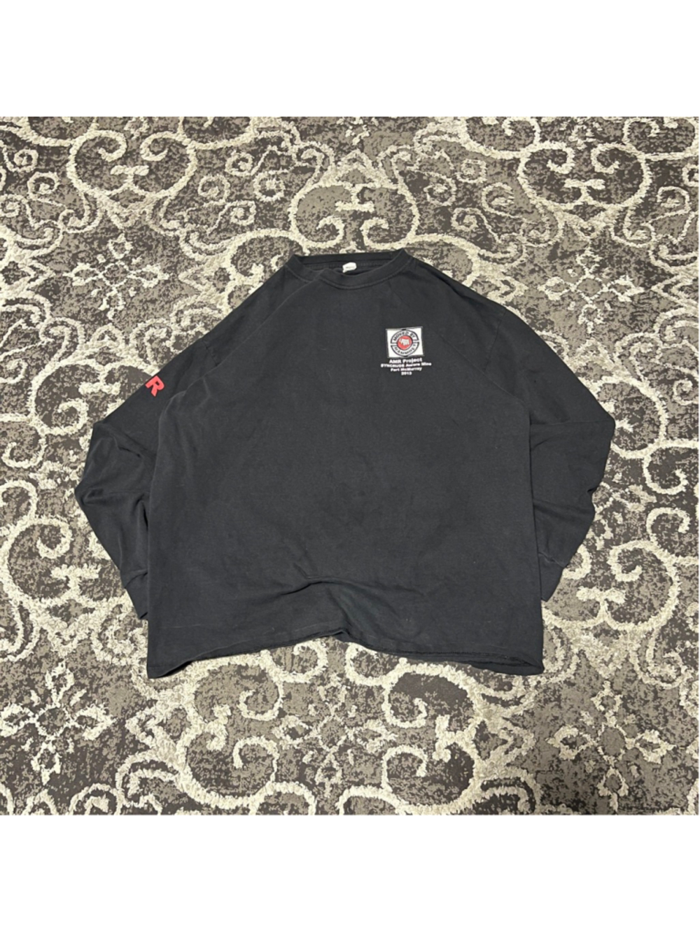 Men's Long Sleeve Tee XL Black Red